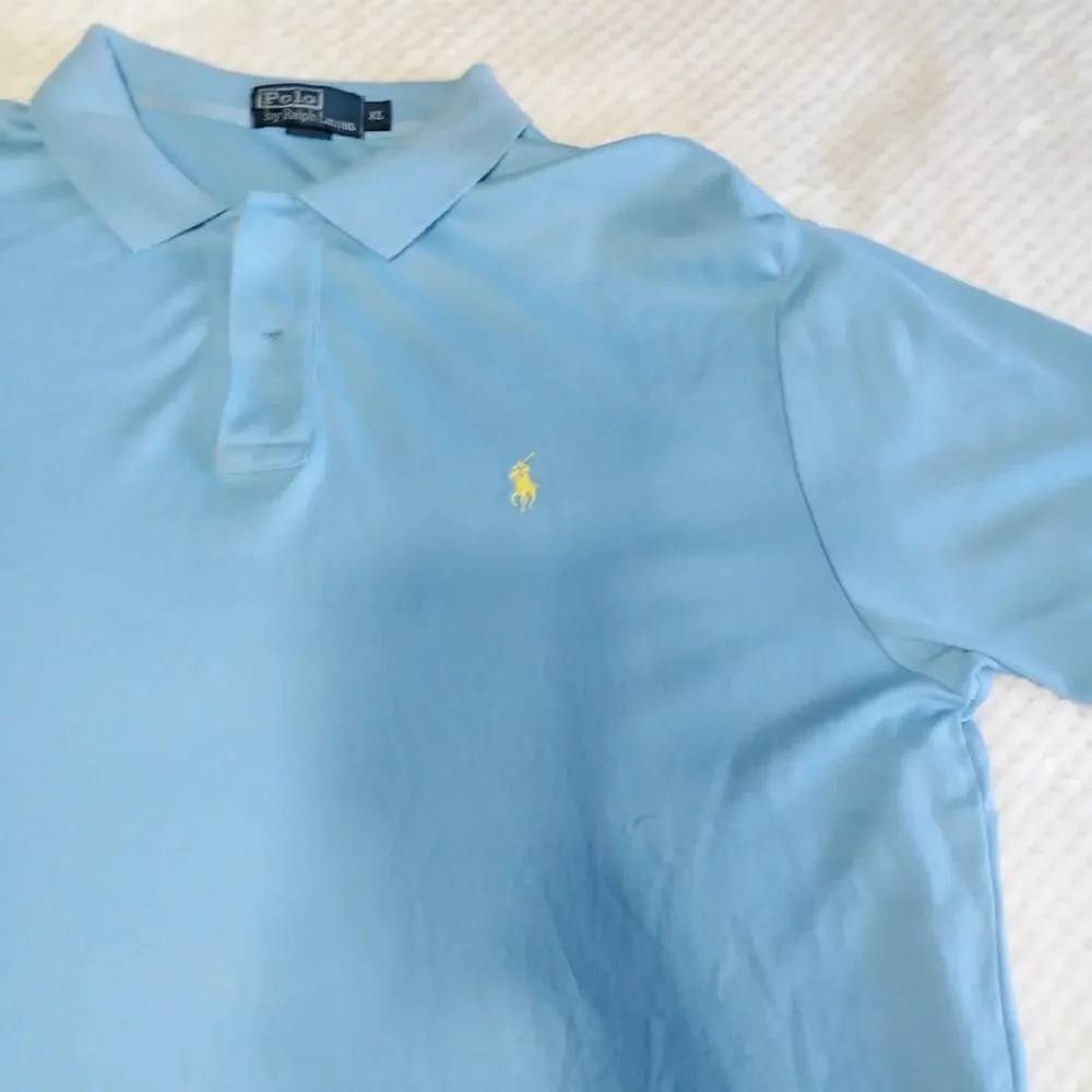 Polo Ralph Lauren Soft Touch Light Blue Polo Shirt XL with Yellow Horse Logo